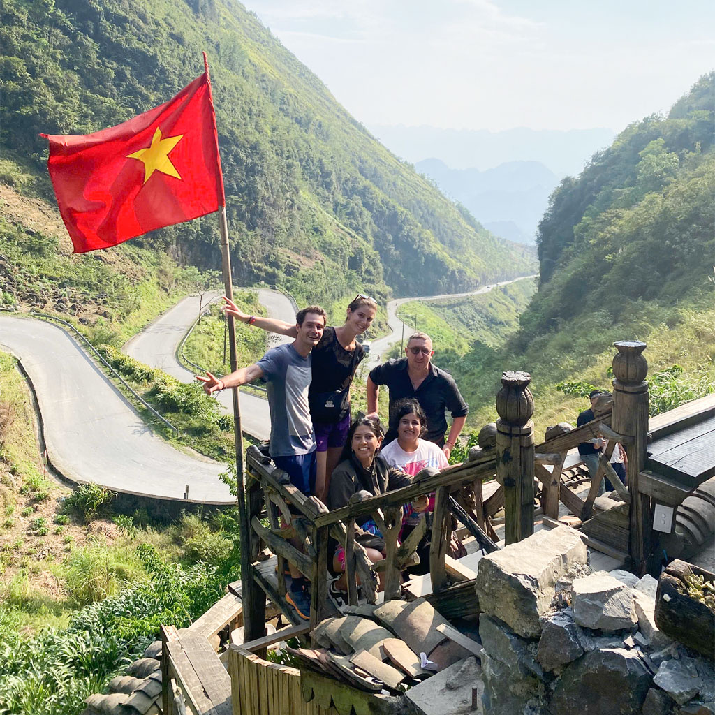 Scenic road through Ha Giang mountains