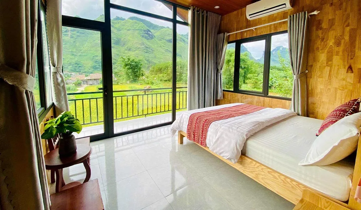 Comfortable private room during a Ha Giang Loop tour