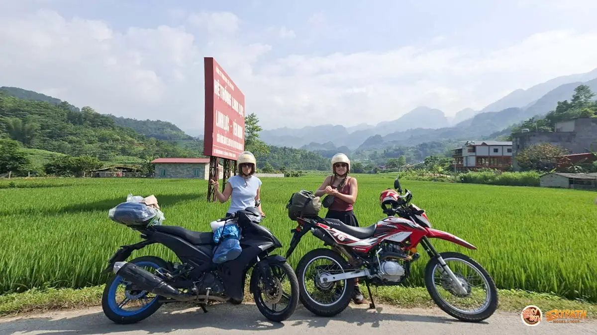Travelers exploring the Ha Giang Loop by motorbike
