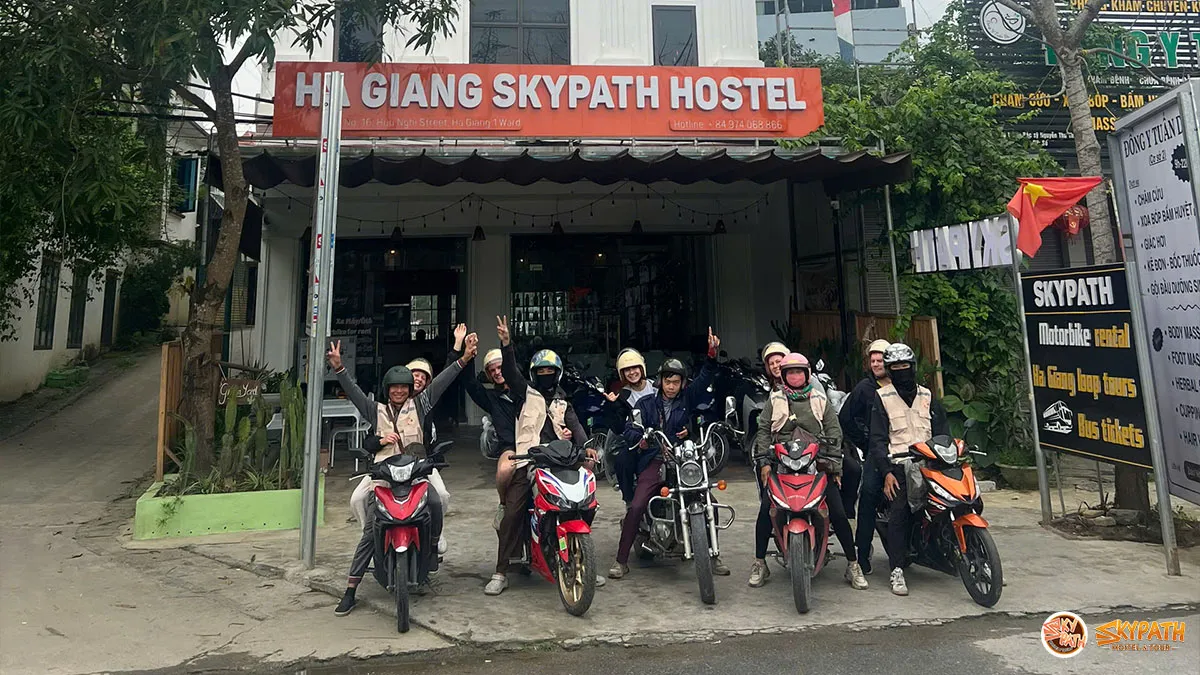 SkyPath guests exploring the Ha Giang Loop on the 3D2N tour
