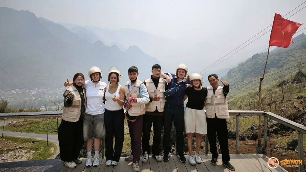 Travelers exploring mountain roads in Ha Giang