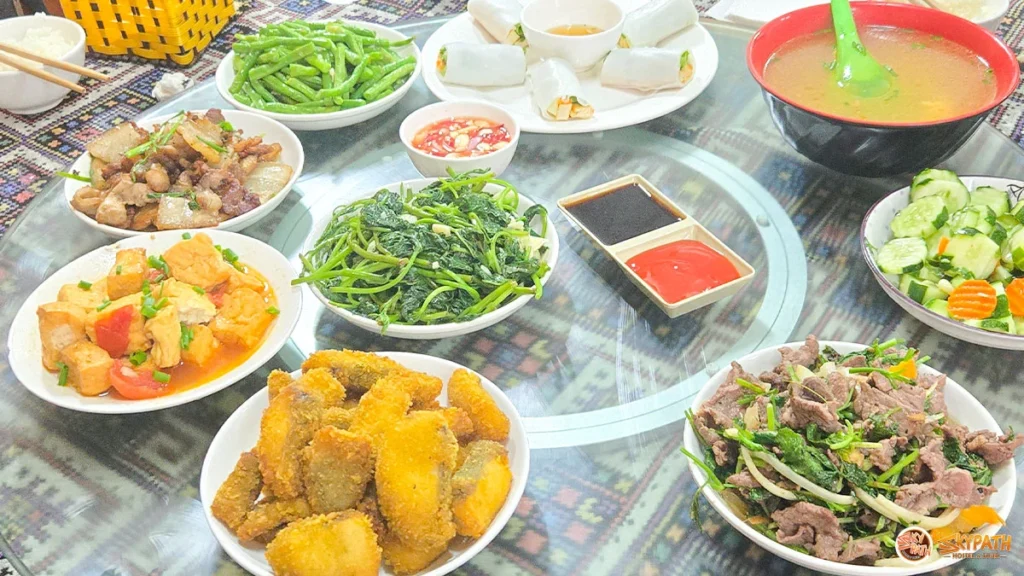 Local Vietnamese meal during the Ha Giang Loop