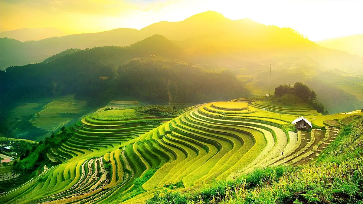 Green mountain scenery in Ha Giang during the summer wet season